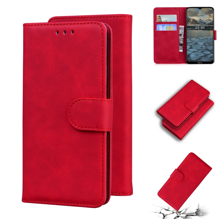 For Nokia 2.4 Skin Feel Pure Color Flip Leather Phone Case