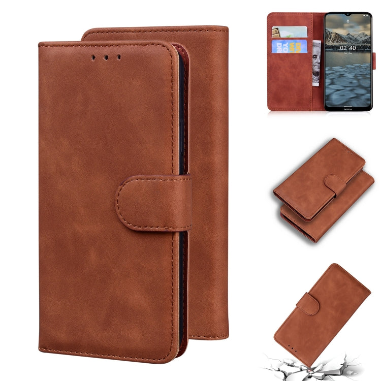 For Nokia 2.4 Skin Feel Pure Color Flip Leather Phone Case