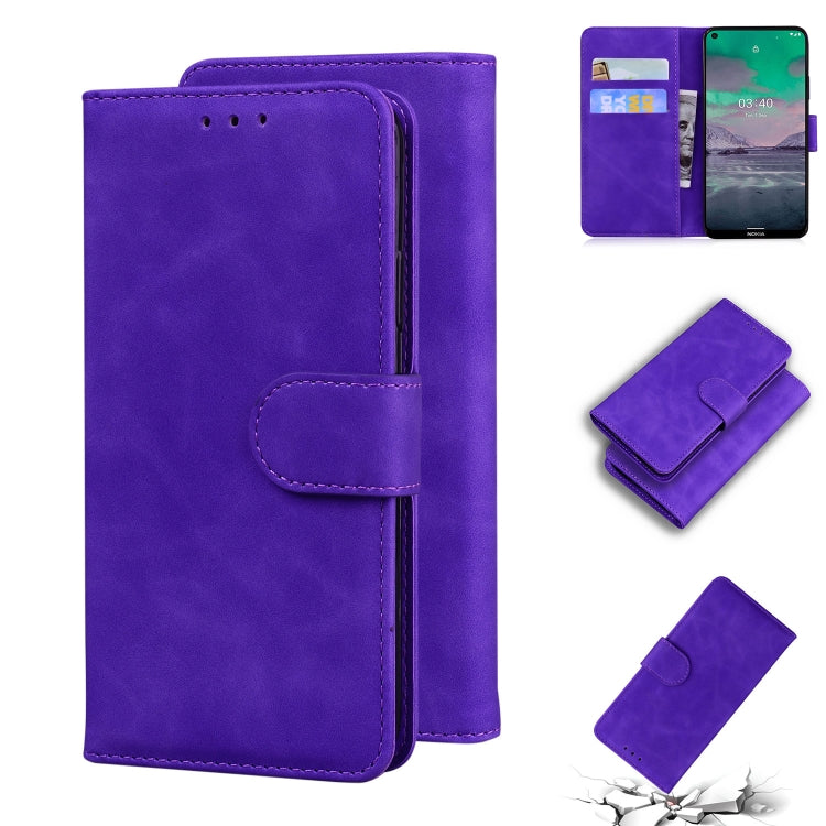 For Nokia 3.4 Skin Feel Pure Color Flip Leather Phone Case