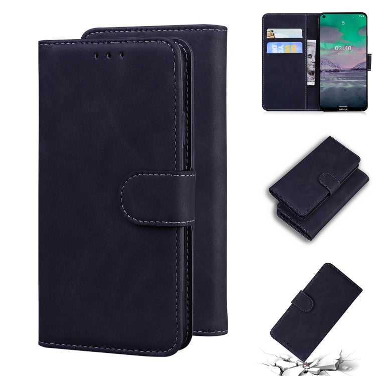 For Nokia 3.4 Skin Feel Pure Color Flip Leather Phone Case
