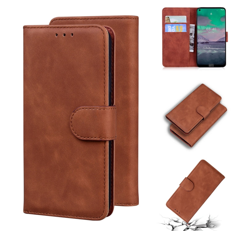 For Nokia 3.4 Skin Feel Pure Color Flip Leather Phone Case