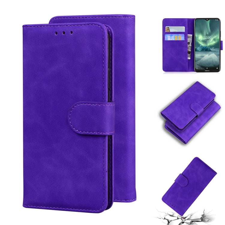 For Nokia 6.2 / 7.2 Skin Feel Pure Color Flip Leather Phone Case