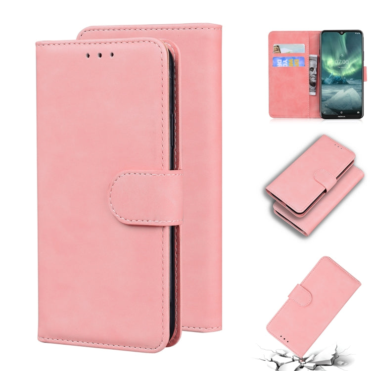For Nokia 6.2 / 7.2 Skin Feel Pure Color Flip Leather Phone Case