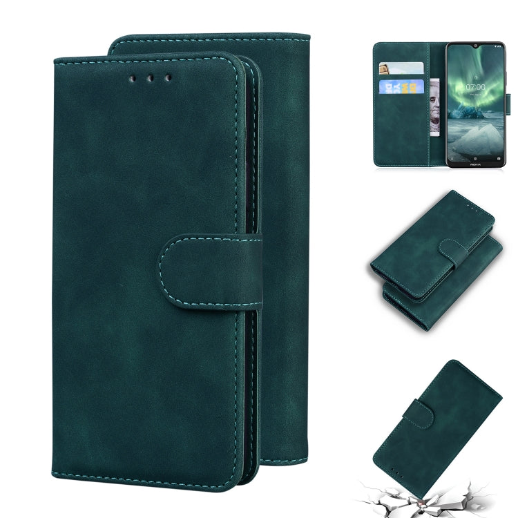 For Nokia 6.2 / 7.2 Skin Feel Pure Color Flip Leather Phone Case