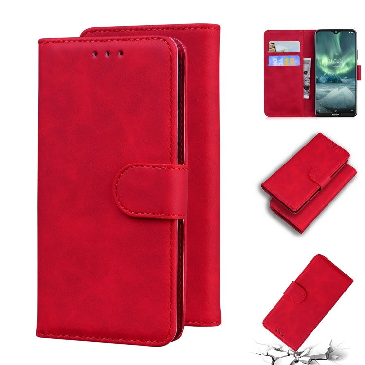 For Nokia 6.2 / 7.2 Skin Feel Pure Color Flip Leather Phone Case