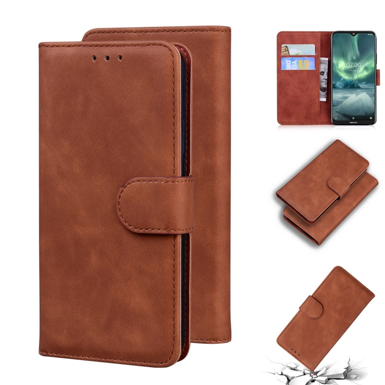 For Nokia 6.2 / 7.2 Skin Feel Pure Color Flip Leather Phone Case