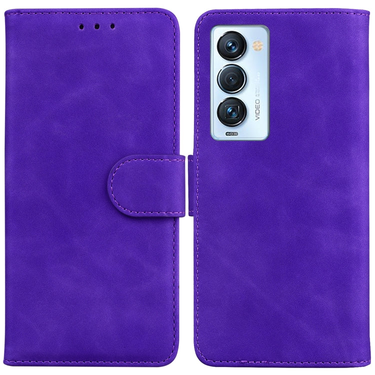 For Tecno Camon 18 Premier Skin Feel Pure Color Flip Leather Phone Case