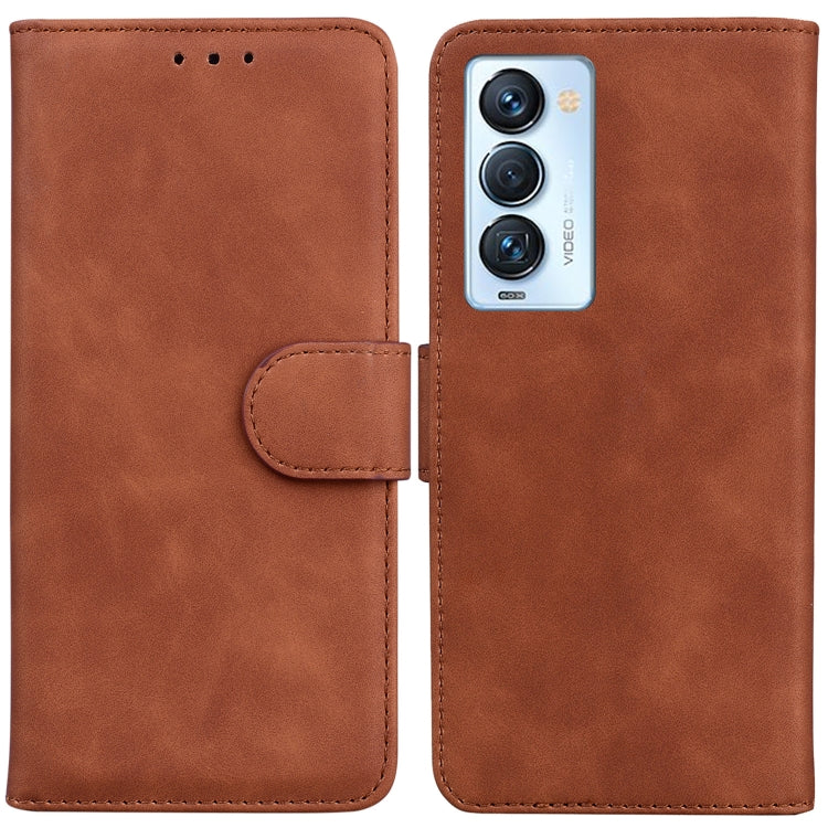 For Tecno Camon 18 Premier Skin Feel Pure Color Flip Leather Phone Case