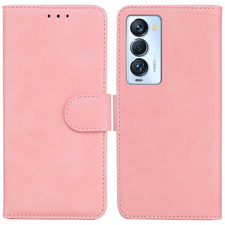 For Tecno Camon 18 Premier Skin Feel Pure Color Flip Leather Phone Case
