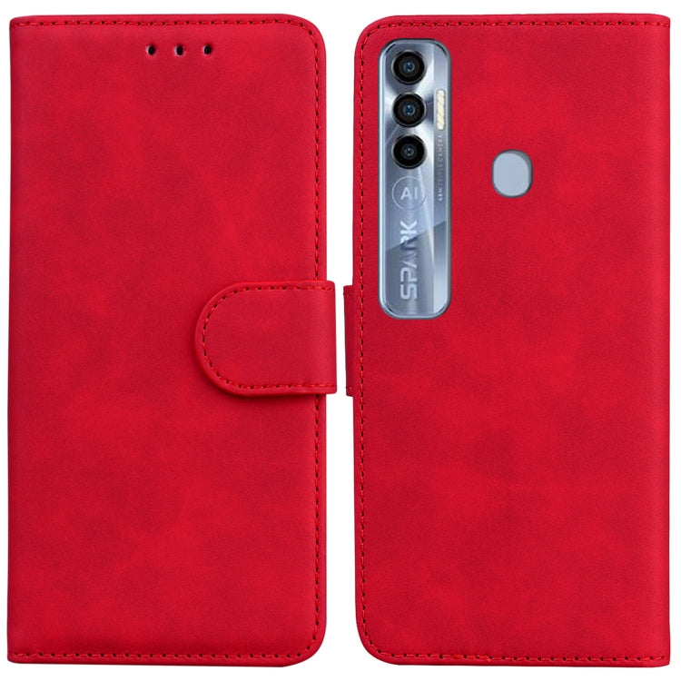 For Tecno Spark 7 Pro Skin Feel Pure Color Flip Leather Phone Case