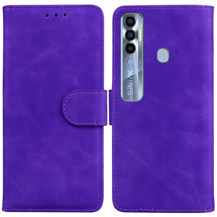 For Tecno Spark 7 Pro Skin Feel Pure Color Flip Leather Phone Case