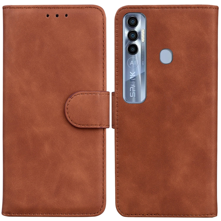 For Tecno Spark 7 Pro Skin Feel Pure Color Flip Leather Phone Case