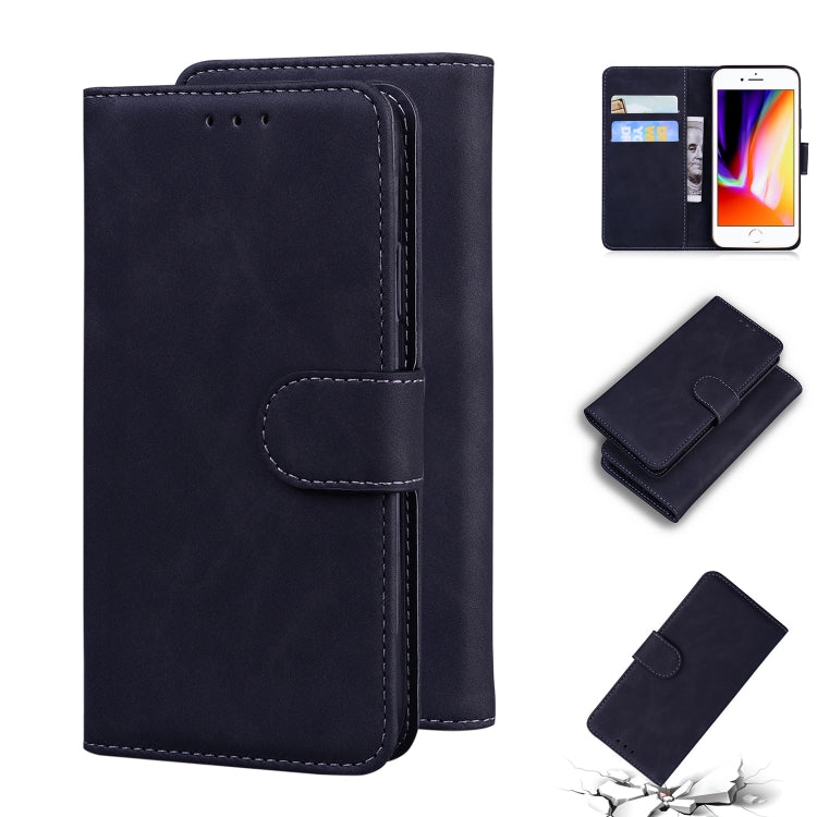 Skin Feel Pure Color Flip Leather Phone Case For iPhone 8 Plus / 7 Plus