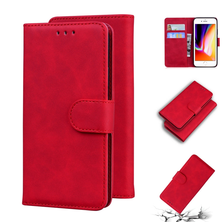 Skin Feel Pure Color Flip Leather Phone Case For iPhone 8 Plus / 7 Plus