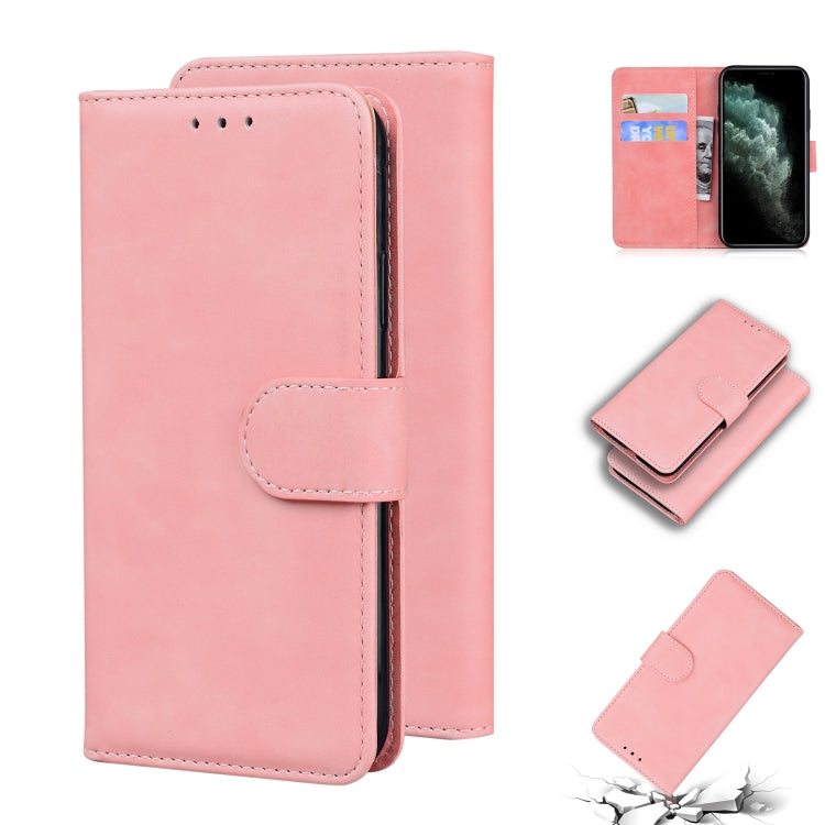 For iPhone 11 Pro Skin Feel Pure Color Flip Leather Phone Case