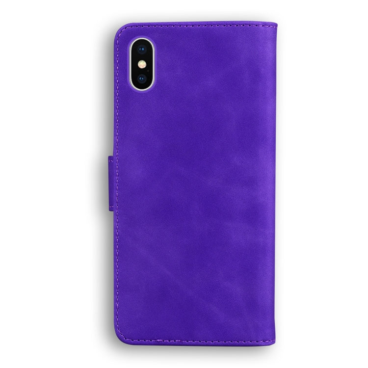 For iPhone X / XS Skin Feel Pure Color Flip Leather Phone Case