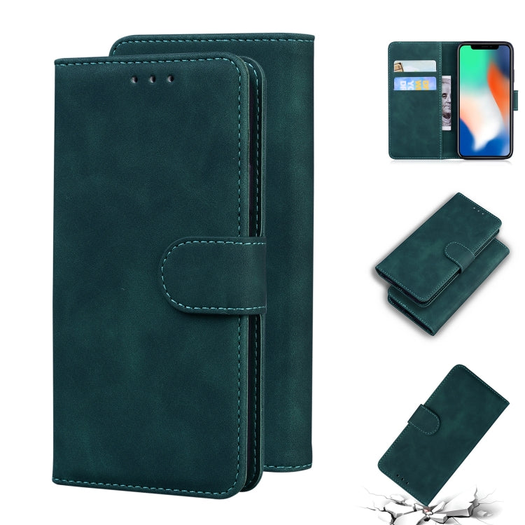 For iPhone X / XS Skin Feel Pure Color Flip Leather Phone Case