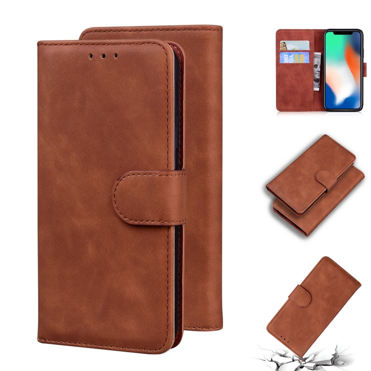 For iPhone X / XS Skin Feel Pure Color Flip Leather Phone Case