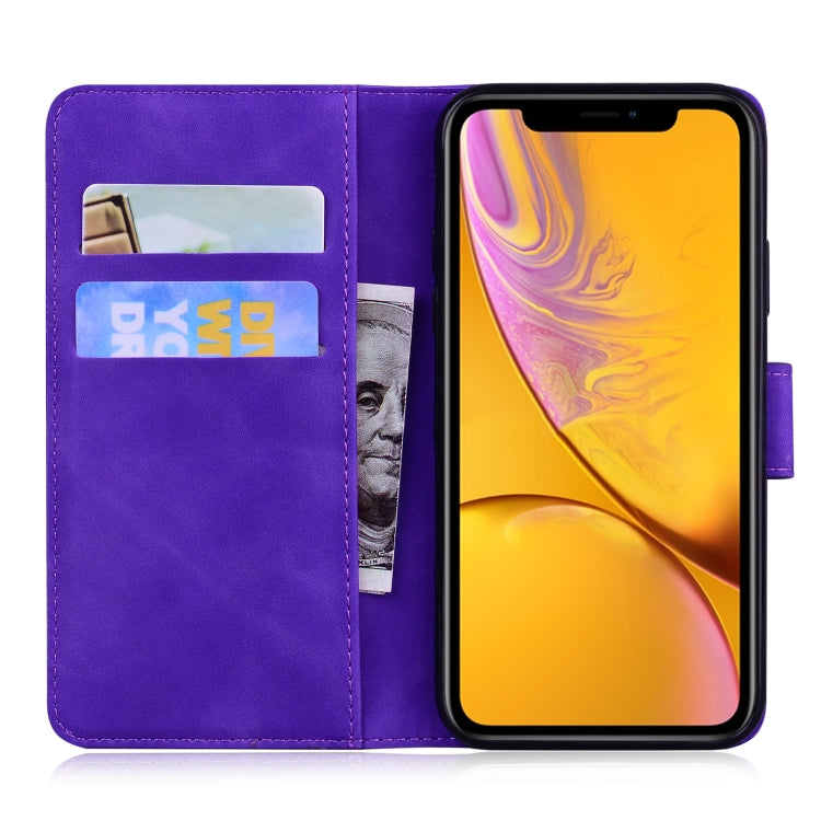 For iPhone XR Skin Feel Pure Color Flip Leather Phone Case