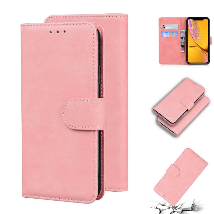 For iPhone XR Skin Feel Pure Color Flip Leather Phone Case