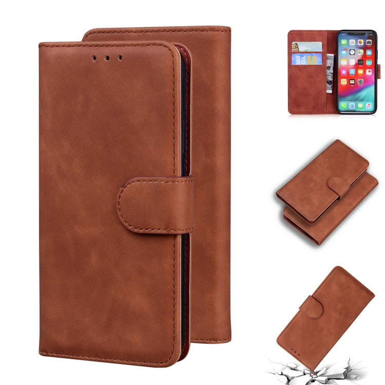 For iPhone XS Max Skin Feel Pure Color Flip Leather Phone Case