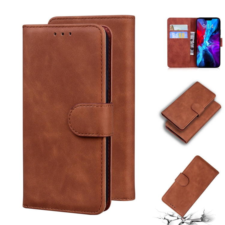 For iPhone 12 mini Skin Feel Pure Color Flip Leather Phone Case