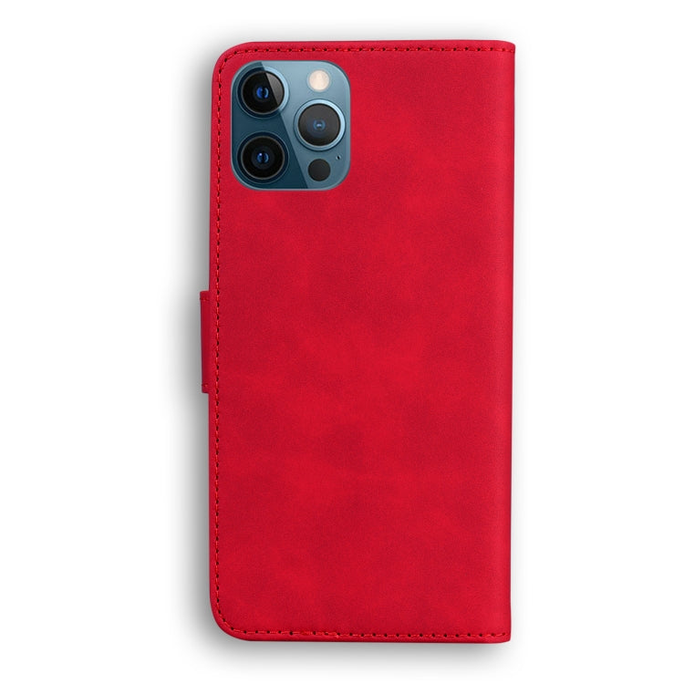 For iPhone 12 Pro Max Skin Feel Pure Color Flip Leather Phone Case