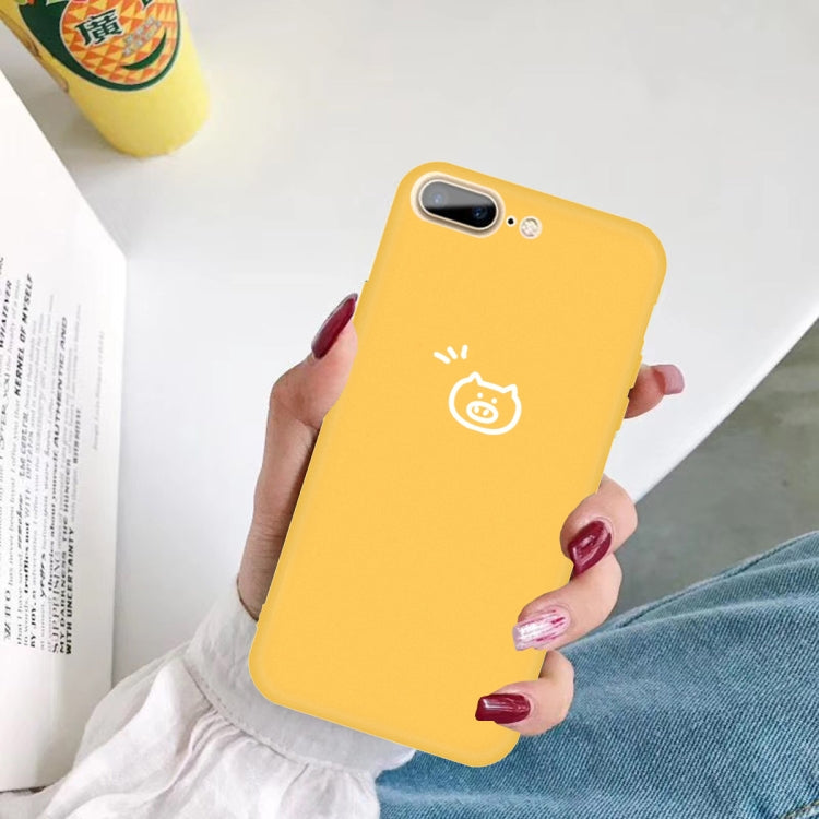 For iPhone 8 Plus / 7 Plus Small Pig Pattern Colorful Frosted TPU Phone Protective Case