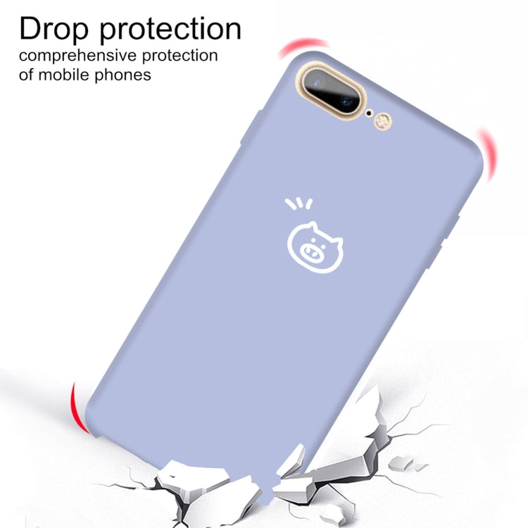 For iPhone 8 Plus / 7 Plus Small Pig Pattern Colorful Frosted TPU Phone Protective Case