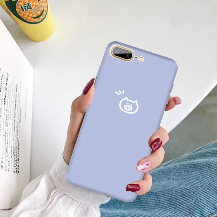 For iPhone 8 Plus / 7 Plus Small Pig Pattern Colorful Frosted TPU Phone Protective Case
