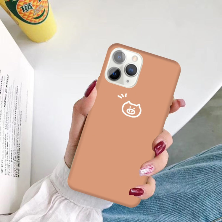 For iPhone 11 Pro Max Small Pig Pattern Colorful Frosted TPU Phone Protective Case