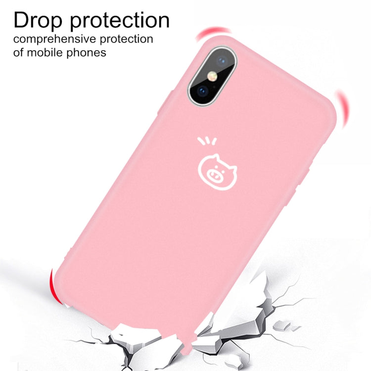 For iPhone X / XS Small Pig Pattern Colorful Frosted TPU Phone Protective Case