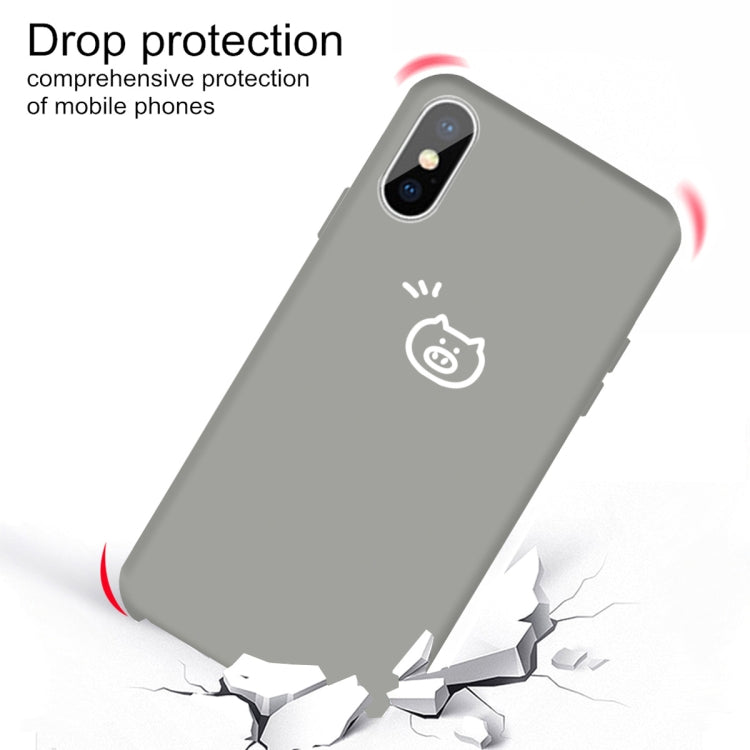 For iPhone X / XS Small Pig Pattern Colorful Frosted TPU Phone Protective Case