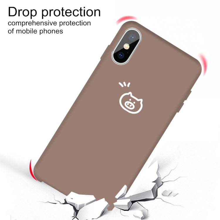 For iPhone X / XS Small Pig Pattern Colorful Frosted TPU Phone Protective Case