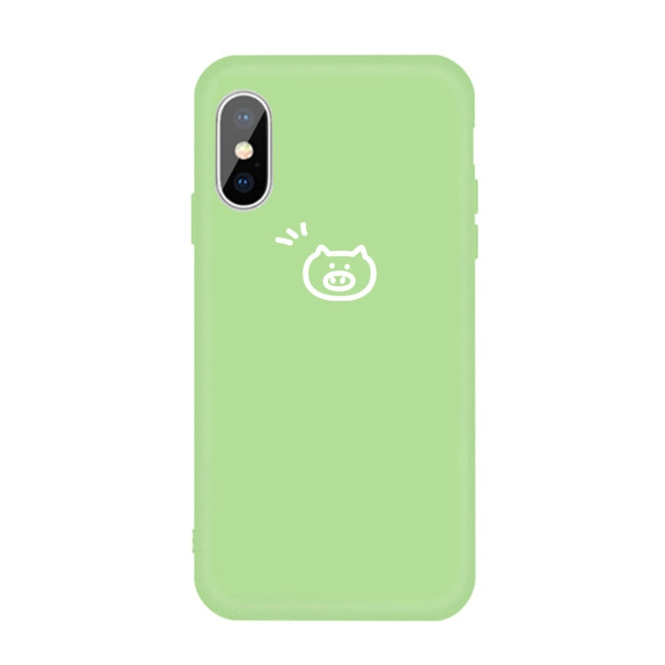 For iPhone X / XS Small Pig Pattern Colorful Frosted TPU Phone Protective Case