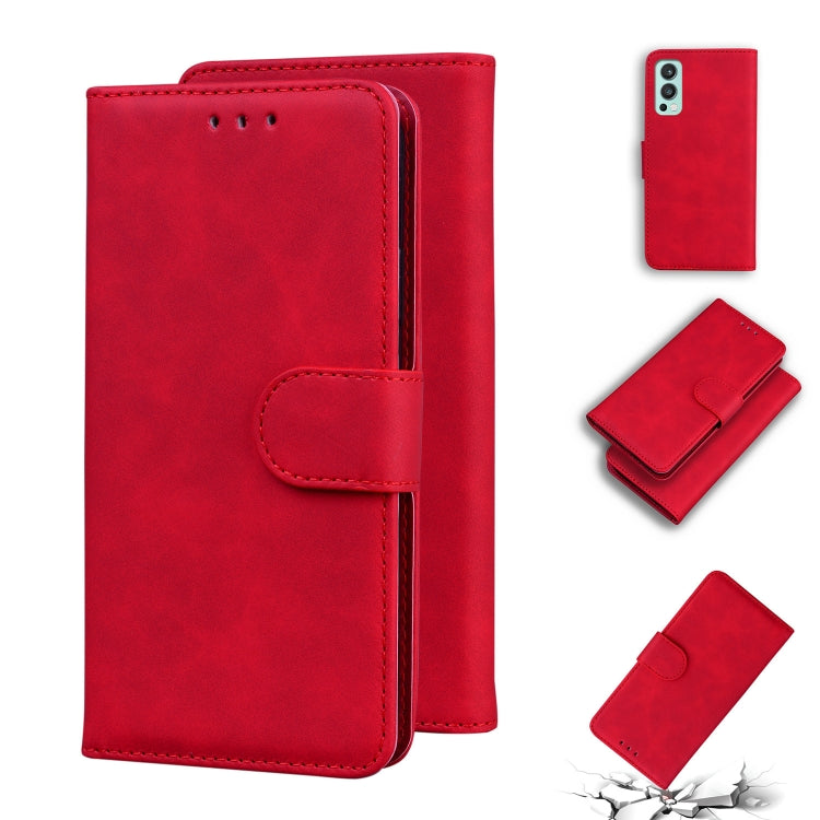 For OnePlus Nord 2 5G Skin Feel Pure Color Flip Leather Phone Case