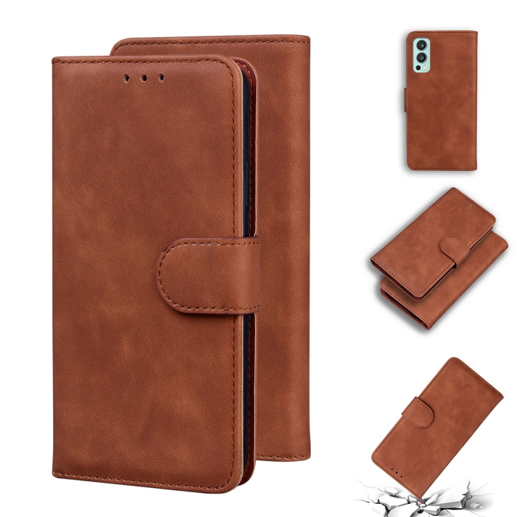 For OnePlus Nord 2 5G Skin Feel Pure Color Flip Leather Phone Case