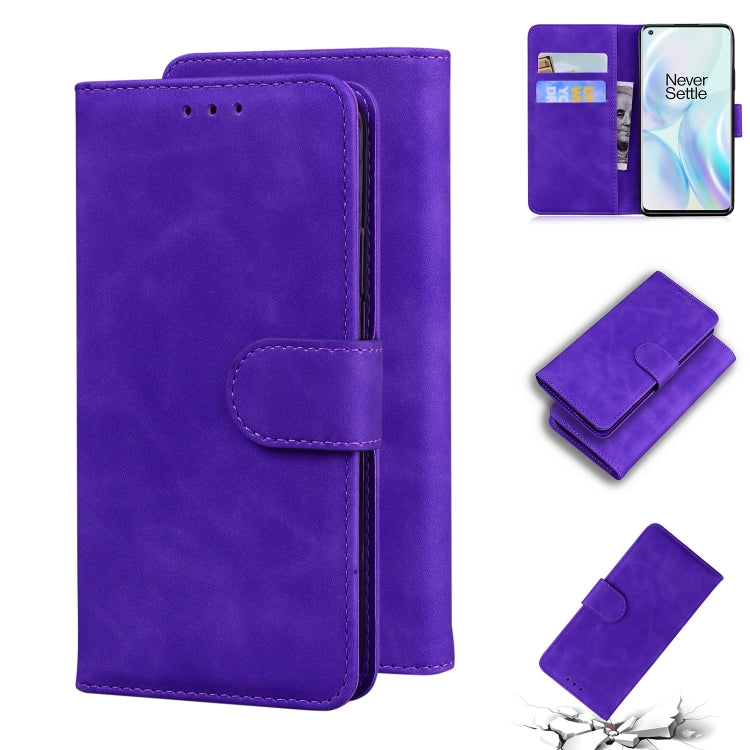 For OnePlus 8 Skin Feel Pure Color Flip Leather Phone Case