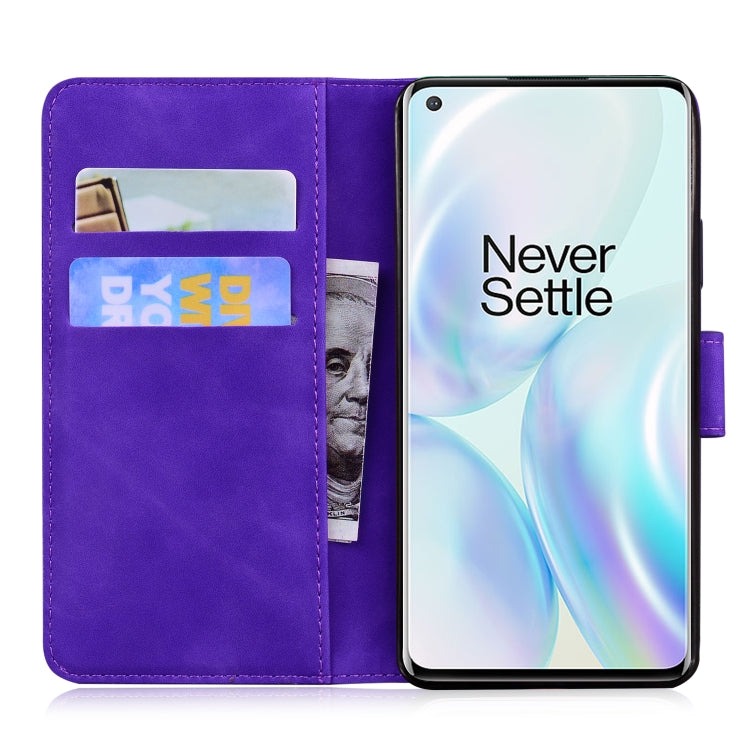 For OnePlus 8 Skin Feel Pure Color Flip Leather Phone Case
