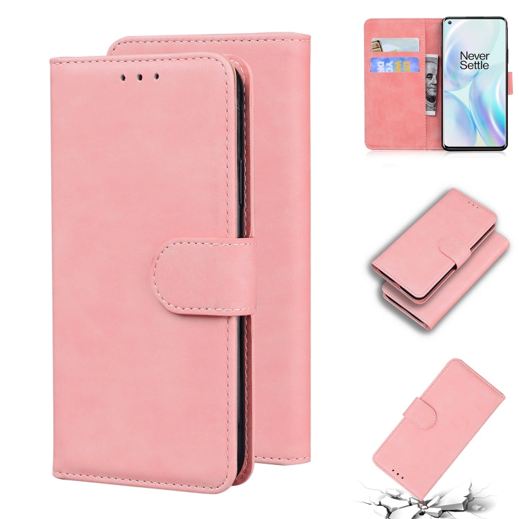 For OnePlus 8 Skin Feel Pure Color Flip Leather Phone Case