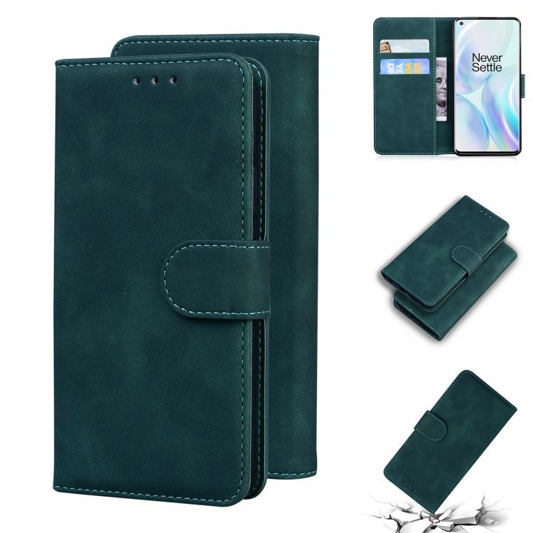 For OnePlus 8 Skin Feel Pure Color Flip Leather Phone Case