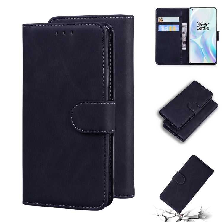 For OnePlus 8 Skin Feel Pure Color Flip Leather Phone Case