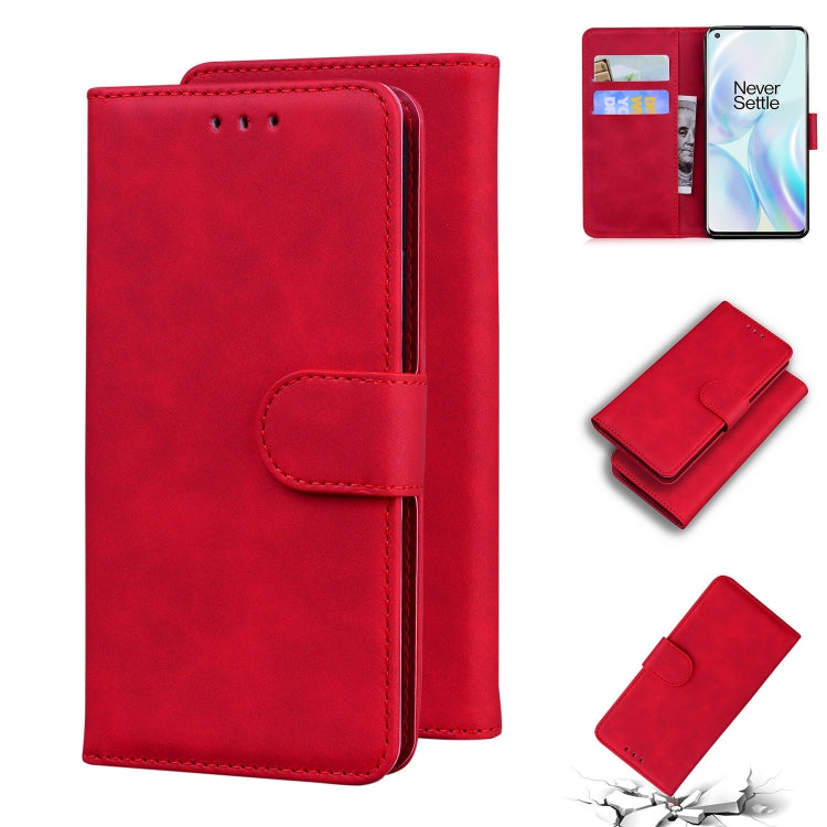 For OnePlus 8 Skin Feel Pure Color Flip Leather Phone Case
