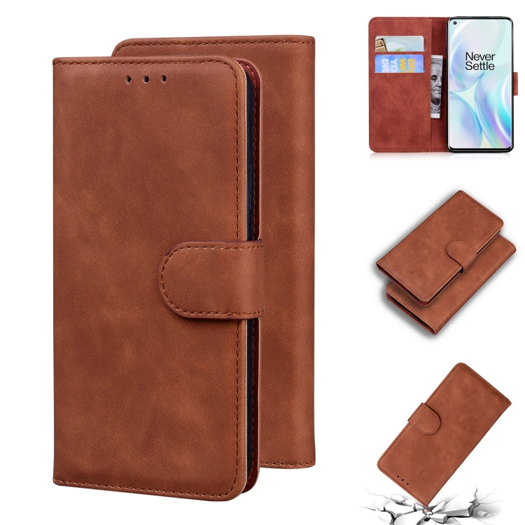 For OnePlus 8 Skin Feel Pure Color Flip Leather Phone Case