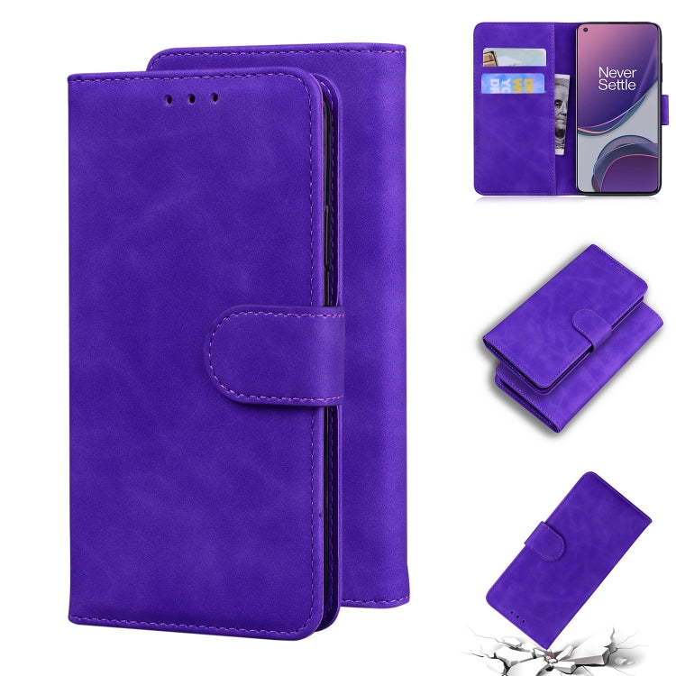 For OnePlus 8T Skin Feel Pure Color Flip Leather Phone Case
