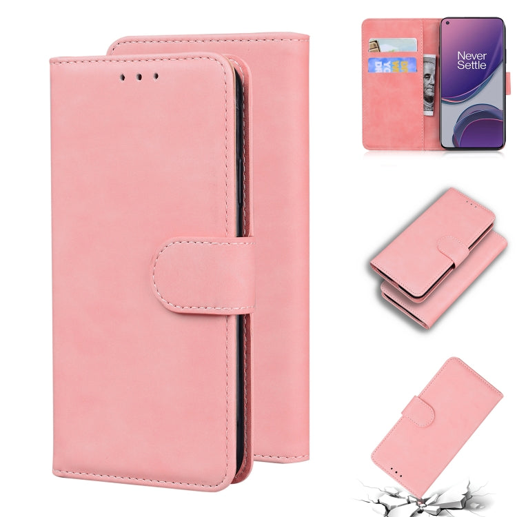 For OnePlus 8T Skin Feel Pure Color Flip Leather Phone Case