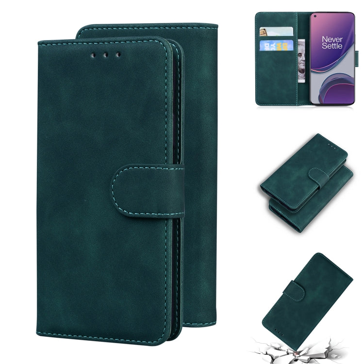 For OnePlus 8T Skin Feel Pure Color Flip Leather Phone Case