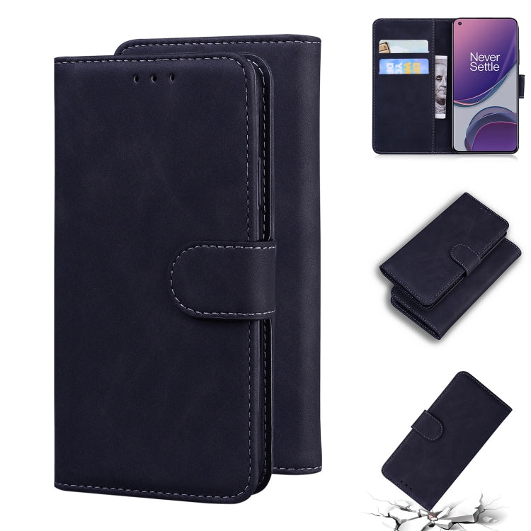 For OnePlus 8T Skin Feel Pure Color Flip Leather Phone Case