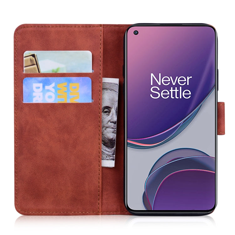 For OnePlus 8T Skin Feel Pure Color Flip Leather Phone Case
