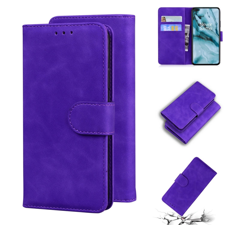 For OnePlus Nord Skin Feel Pure Color Flip Leather Phone Case